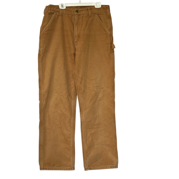 Carhartt Work Pants Carpenter Tan Brown Flannel Lined Size Waist 34" Inseam 31" - Picture 2 of 8